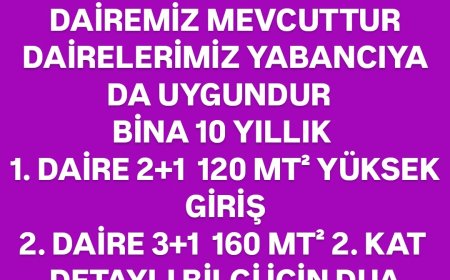 ‼️KİRALIK DAİRELER‼️ ALANYURT FATİH MAHALLESİNDE 10 YAŞINDA OLAN 3 KATLI BİNAMIZIN 1. VE 3. KATLARI KİRALIKTIR  1. KAT 2+1 120 MT  3. KAT 3+1 160 MT  DETAYLI BİLGİ İÇİN ARAYIN.  0501 206 20 33