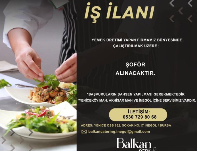 balkan yemek sanayi inegöl şöför